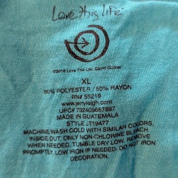 Love this Life Blue Graphic Tee with Inspirational Text Size XL - Picture 5 of 6
